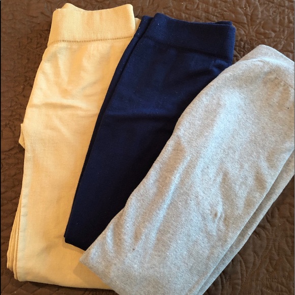 Pants - Warm leggings.  Black, tan, navy and grey.